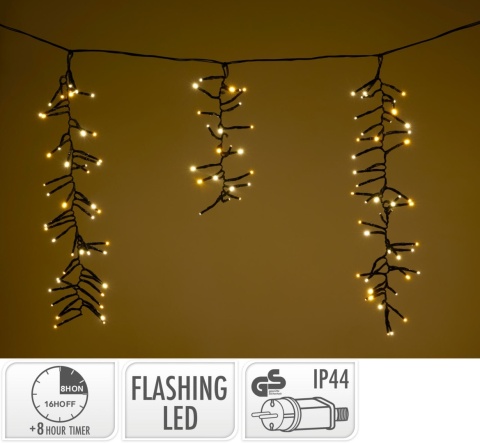 Sople girlanda 528LED ciepła/amber dł.3,5x wys.0,5m (AGL001010) flesh timer