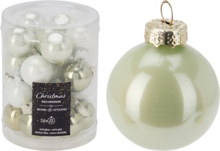 Bombki szklane 25mm zielono/biały opal (502652)