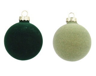 Kpl.10szt bombki szklane fi 6cm welur mix zieleń (062272) tuba