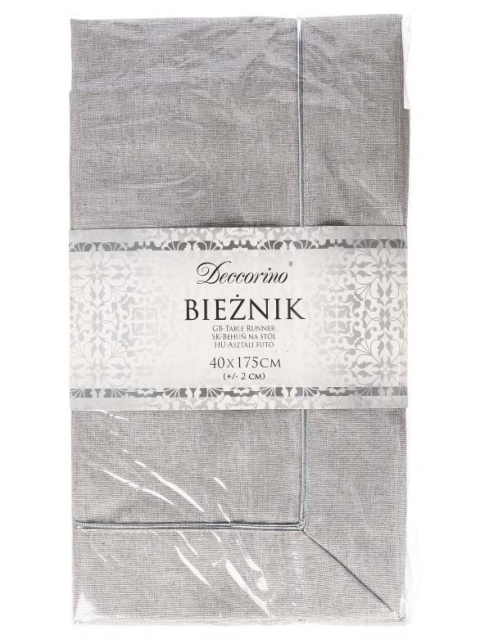 Bieżnik szary ze srebrną nitką poliester 40*175cm (ZH4M99-23)-30%