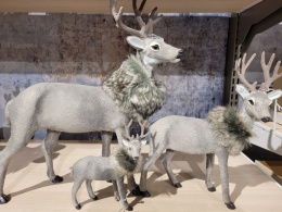 Renifer welur szary 37cm z kołnierzem z futerka 2wzory (046189)-20%