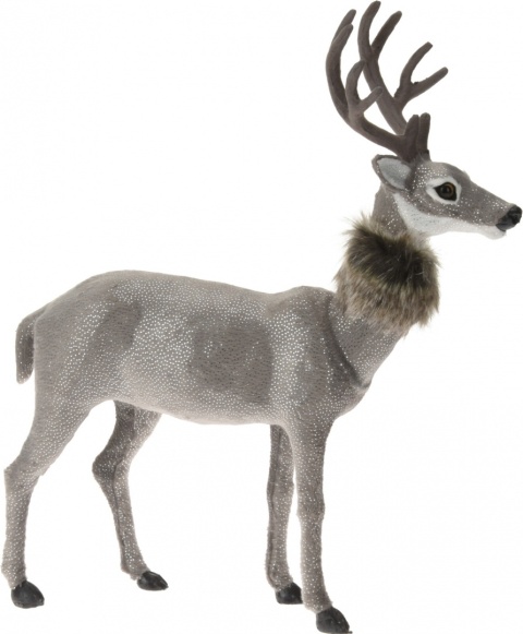 Renifer welur szary 37cm z kołnierzem z futerka 2wz. (046189) h:37*33*10cm-20%