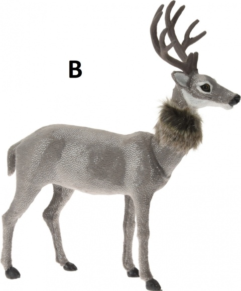 Renifer welur szary 37cm z kołnierzem z futerka 2wz. (046189) h:37*33*10cm-20%