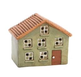 Ceramic house retro green LED (POR10732)