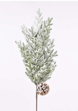 Snow-covered branch 61cm with cones (CV37248)