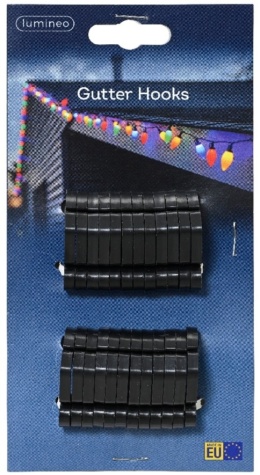 Klipsy do rynny do mocowania światełek op.24szt (487782) czarne