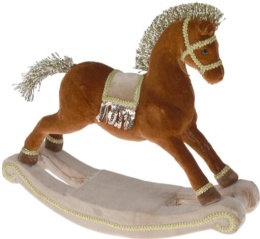 Konik na biegunach welur brązowy duży h:35*39*12cm (017187) -20%