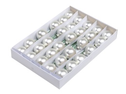 Kpl 30 bombek szklanych 50mm na druciku srebrny mat perła (100342)-20%