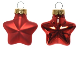 Gwiazdki szklane opakowanie 12szt czerwone błysk/mat (010188) 4x2x4,5cm (tuba)