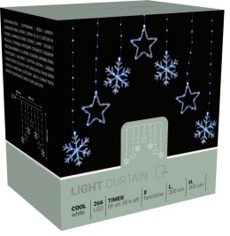 Kurtynka 266LED zimna ze śnieżynkami 8funkcji timer drucik (AVX100620)