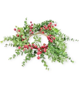 Wreath 30cm diameter, mix of burgundy fruit branches (CV37230)