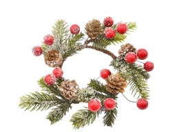 Ice candle wreath with pine cones and red fruits (CV19519)