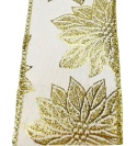 Ribbon on a spool, velvet, ecru, gold edge (RF0549)