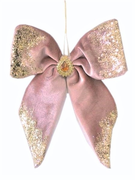 Zawieszka kokarda róż welur z kamieniem i brokatem(TG615507-3)-20%