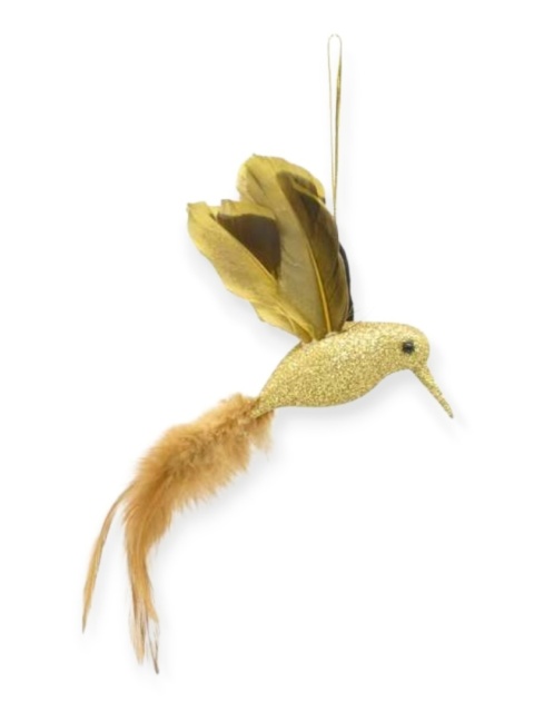 Hummingbird pendant, gold glitter (TG76076-1)