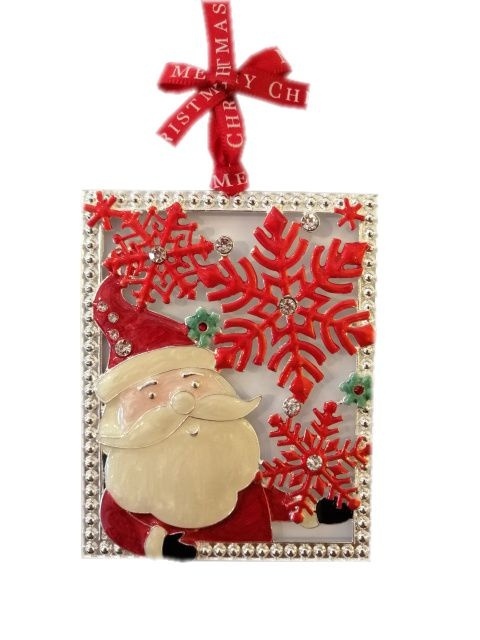 Zawieszka metalowa Mikołaj w oknie ozdobne pudełko (473-3348)-20%