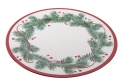 Talerz plexi biały zielona gałązka czerwony brzeg fi 33cm (ART19851)