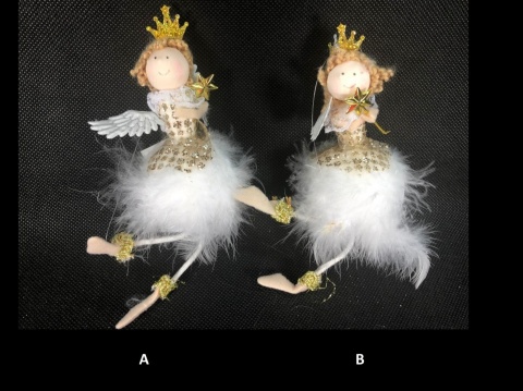 Zaw. aniołek z białymi piórkami lecący 12*14*6cm (ZX0188)-20%