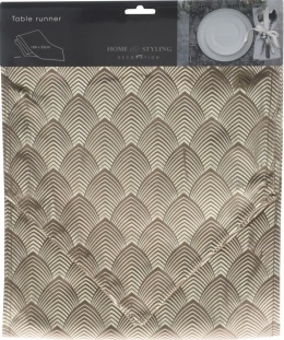 Bieżnik welurowy brązowo-złoty 32*150cm 6wzorów. (008835)