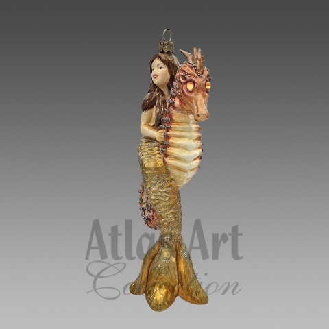 Bombka Atlas Art: Syrenka z konikiem morskim ruda (00830/1AA)
