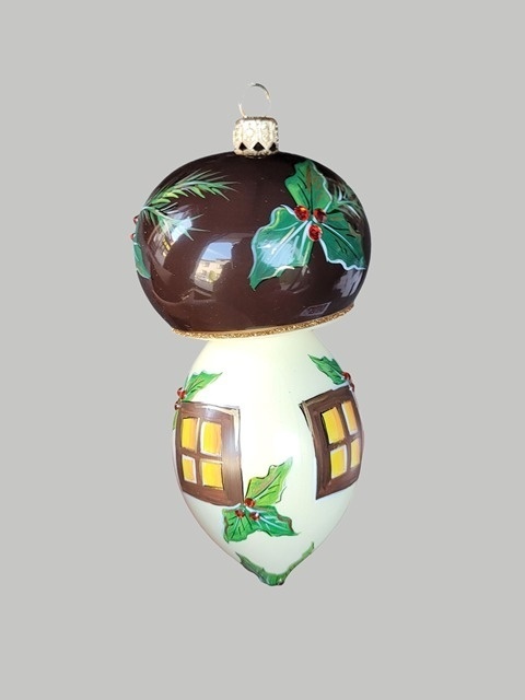 Bauble form: Brown mushroom with holly (171) D