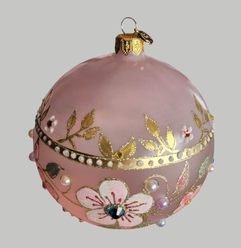 Bombka GlitterLab: Fi 110mm nylonka matowa różowa łąka (4460RL)