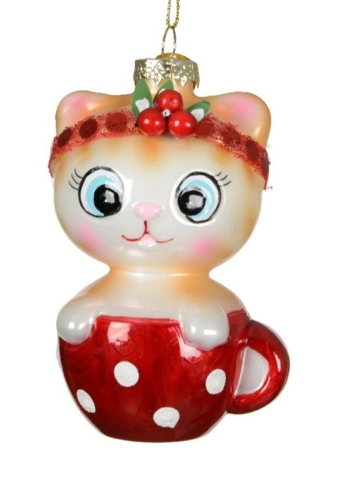 Bombka szklana: Kot w filiżance (122263)