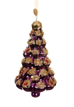 Bombka szklana: Choinka z dekoracją ciemny fiolet (122223)