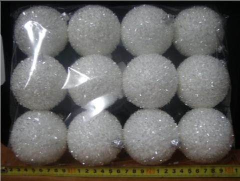 Bombki plastikowe "jeżyki" białe 75mm op-12szt (O)