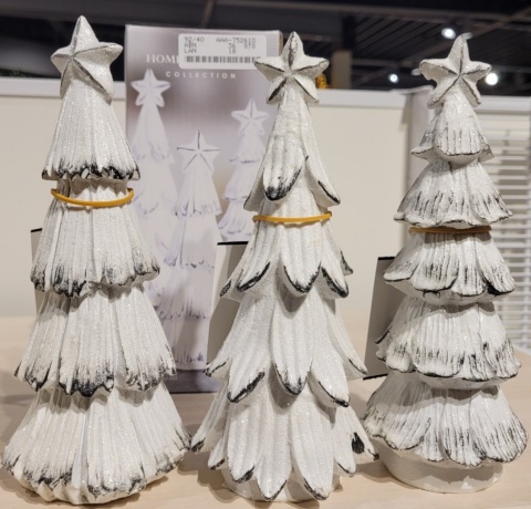 Choinka ceram. z gwiazdką biało grafitowa 20cm 2wz. (014903) h:20*8,5cm-20%