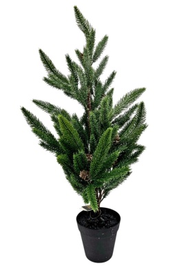 Choinka zielona 65cm szroniona PE z szyszkami w doniczce (RF0629)