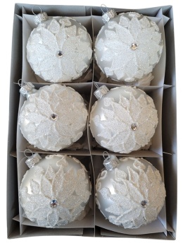 Bombki 80 dekorowane ornament op.6szt.: ŚNIEŻNE MARZENIE