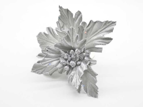 Gwiazda betlejemska szary welur z brokatem (CV20265-2)