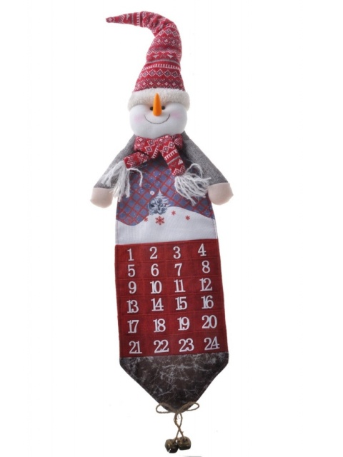 Kalendarz 92cm adwentowy LED z bałwankiem i dzwoneczkami (PX-20-538B)-20%