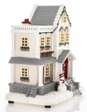 LED ecru tenement house with a snowman 8 melodies (172586)