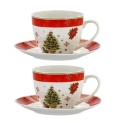 Set of 2 Cups 220 ml with Saucers - Christmas Tree (555-7017)