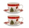 Set of 2 Cups 220 ml with Saucers - Christmas Tree (555-7017)