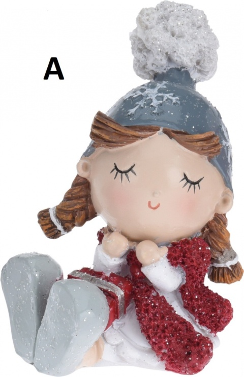 Dziewczynka ceram. 8cm w kolorowej czapce 4wz. (018194) -20%