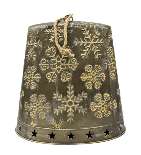 Flat metal bell, brown, distressed, very large (RF0479)