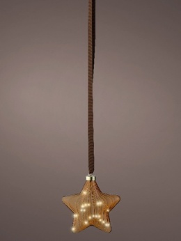 Gwiazda szklana 20cm miodowa 15LED (487591)