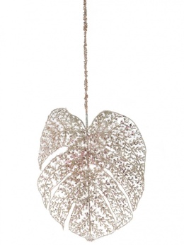 Liść monstery duży wiszący szampański brokat dł. 78cm (SA19573) -20%