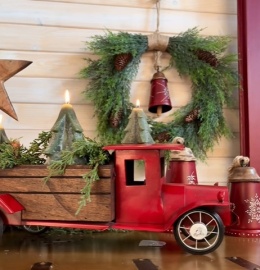 Metal retro car, wooden box (ART20613)