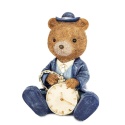 Teddy bear with a watch sitting in a blue suit, polyresin (180943)