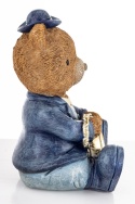 Teddy bear with a watch sitting in a blue suit, polyresin (180943)