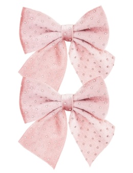Kpl. 2 kokardy welur róż srebrne kropki (171753) 11,5x13cm