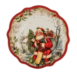 Set of 4 Porcelain Plates 19 cm - Vintage Santa, Decorative Gift Box (555-7201)