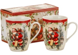 ChatGPT powiedział: Set of 2 Porcelain Mugs 360 ml - Vintage Santa, Decorative Gift Box (555-7203)
