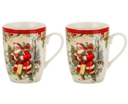 ChatGPT powiedział: Set of 2 Porcelain Mugs 360 ml - Vintage Santa, Decorative Gift Box (555-7203)