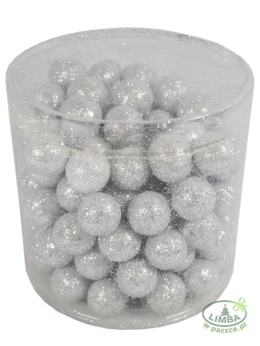 Kulki styropianowe brokatowe srebrne 2,2cm (CV10140-2))