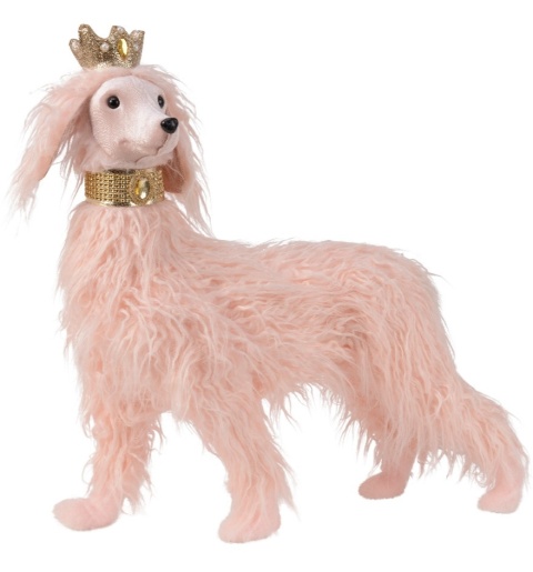Pies Spaniel stojący różowy w złotej koronie (726427) 56*48*18cm-20%